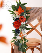 Teal Orange Artificial Flowers Combo for Wedding & Home Decor in Teal Royal Blue&orange, alternate view 4