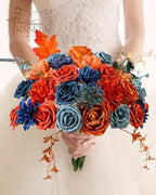 Teal Orange Artificial Flowers Combo for Wedding & Home Decor in Teal Royal Blue&orange, alternate view 6