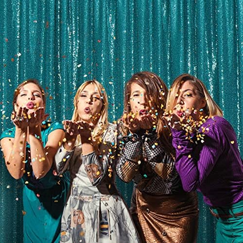Teal Sequin Backdrop,8FT x 10FT Sequin Photography Backdrop Curtain for Party Decoration in 8 x 10ft in Teal, alternate view