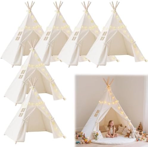 Teepee Tent for Kids, with String Lights,6 Pack
