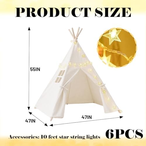 Teepee Tent for Kids, with String Lights,6 Pack, alternate view 3