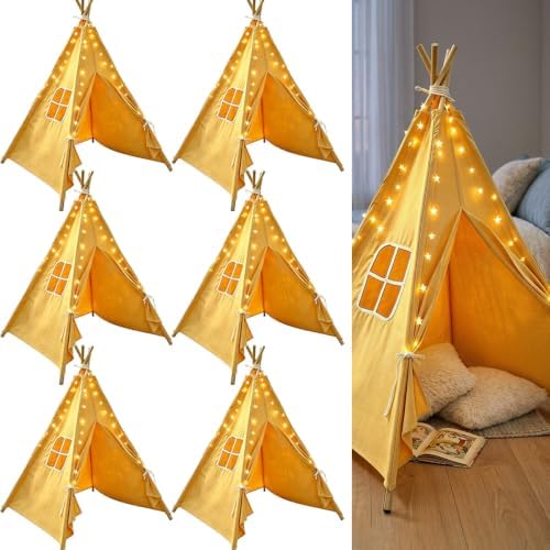 Teepee Tent for Kids, with String Lights,6 PackYellow