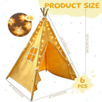 Teepee Tent for Kids, with String Lights,6 PackYellow, alternate view 2