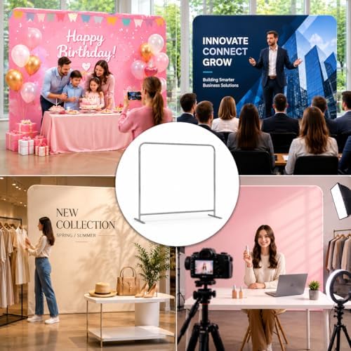 Tension Fabric Backdrop Stand Portable Aluminum Trade Show Banner Frame with Carrying Bag (Stand Only,7.5x7.5FT), alternate