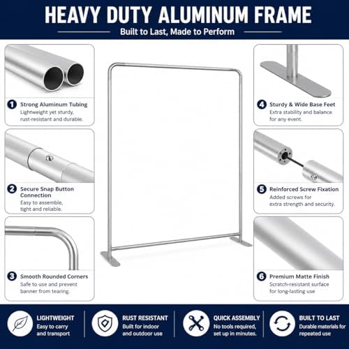 Tension Fabric Backdrop Stand Portable Aluminum Trade Show Banner Frame with Carrying Bag (Stand Only,8x10 FT), alternate