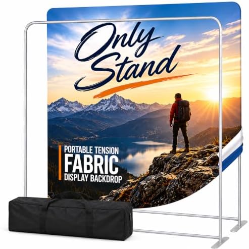 Tension Fabric Backdrop Stand Portable Aluminum Trade Show Banner Frame with Carrying Bag (Stand Only,8x8 FT) in