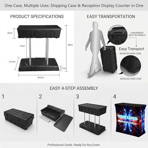 Tension Fabric Backdrop with Header, 10x8 FT Trade Show Display Stand, Fabric Banner Stand for Trade Shows, alternate view 5