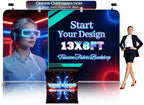 Tension Fabric Backdrop with Header, 13x8 FT Trade Show Display Stand, Fabric Banner Stand for Trade Shows