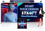 Tension Fabric Backdrop with Header, 17x8 FT Trade Show Display Stand, Fabric Banner Stand for Trade Shows