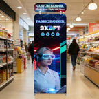 Tension Fabric Backdrop with Header, 3x8 FT Trade Show Display Stand, Portable Fabric Banner Stand for Trade, alternate view