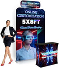 Tension Fabric Backdrop with Header, 5x8 FT Trade Show Display Stand, Fabric Banner Stand for Trade Shows