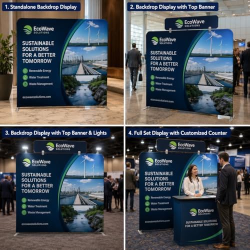 Tension Fabric Backdrop with Header, 8x8 FT Trade Show Display Stand, Fabric Banner Stand for Trade Shows, alternate view 4