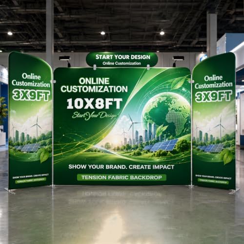 Tension Fabric Trade Show Booth Backdrop with Side Panels, Aluminum Frame Fabric, Portable Exhibition Display, alternate view