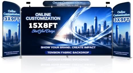 Tension Fabric Trade Show Booth Backdrop with Side Panels, Aluminum Frame Fabric, Portable Exhibition Display