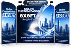 Tension Fabric Trade Show Booth Backdrop with Side Panels, Aluminum Frame Fabric, Portable Exhibition Display