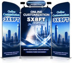 Tension Fabric Trade Show Booth Backdrop with Side Panels, Aluminum Frame Fabric, Portable Exhibition Display
