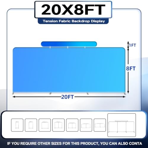 Tension Fabric Trade Show Booth Backdrop with Side Panels, Aluminum Frame Fabric, Portable Exhibition Display, alternate view