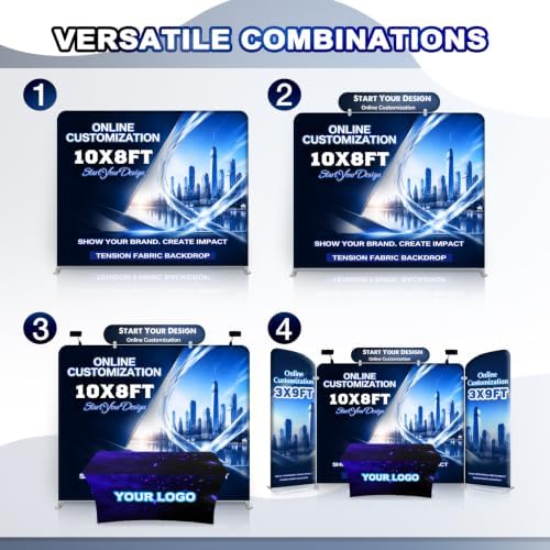 Tension Fabric Trade Show Booth Backdrop with Side Panels, Aluminum Frame Fabric, Portable Exhibition Display, alternate view
