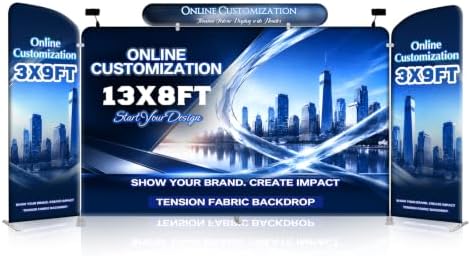 Tension Fabric Trade Show Booth Backdrop with Side Panels, Aluminum Frame Fabric, Portable Exhibition Display