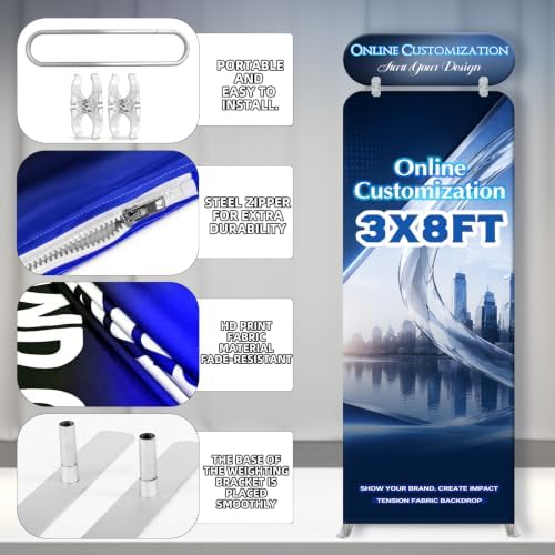 Tension Fabric Trade Show Booth Backdrop with Side Panels, Aluminum Frame Fabric, Portable Exhibition Display, alternate view