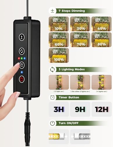 Tension Rod Plant Stand with Grow Lights Adjustable Hanging Shelf, alternate view 5