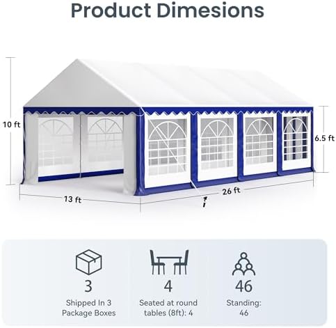 Tent for Party 13x26ft, Wedding Event Heavy Duty Parties Tents in 13x26ft, alternate view 6