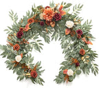 Terracotta Artificial Flower Garland Fall Wedding Arch 6 FT in Or-terracotta & Orange