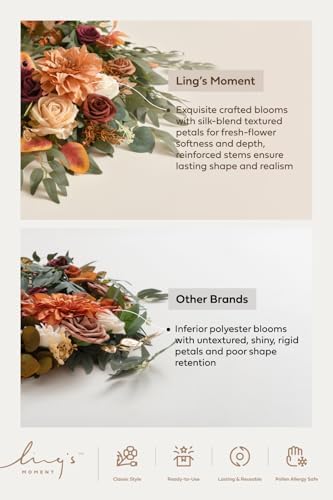 Terracotta Artificial Flower Garland Fall Wedding Arch 6 FT in Or-terracotta & Orange, alternate view 6