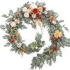 Terracotta Eucalyptus Flower Garland Fall Wedding Arch 9 FT in 9ft in Or-terracotta & Orange