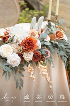 Terracotta Eucalyptus Flower Garland Fall Wedding Arch 9 FT in 9ft in Or-terracotta & Orange, alternate view 2
