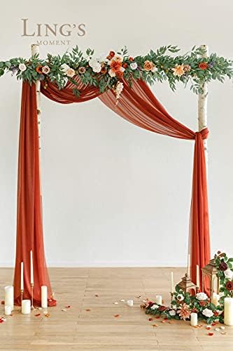 Terracotta Eucalyptus Flower Garland Fall Wedding Arch 9 FT in 9ft in Or-terracotta & Orange, alternate view 4