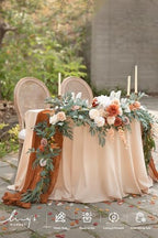 Terracotta Eucalyptus Flower Garland Fall Wedding Arch 9 FT in 9ft in Or-terracotta & Orange, alternate view 6