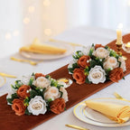 Terracotta Flowers for Wedding Centerpieces: 6 Pcs, Faux Roses in 22.8"(H) in Terracotta - 3 Colors, alternate view 2