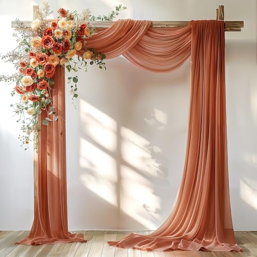 Terracotta Wedding Arch Draping Fabric 1 Panel 30'' x 20FT Terracotta Drapes Sheer Fabric Backdrop Arch Draping