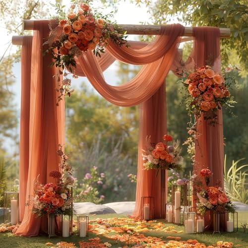 Terracotta Wedding Arch Draping Fabric 1 Panel 30'' x 20FT Terracotta Drapes Sheer Fabric Backdrop Arch Draping, alternate