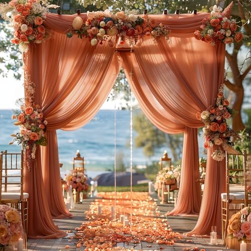 Terracotta Wedding Arch Draping Fabric 1 Panel 30'' x 20FT Terracotta Drapes Sheer Fabric Backdrop Arch Draping, alternate