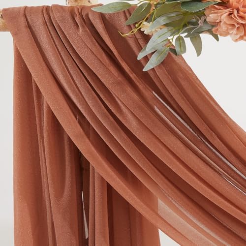 Terracotta Wedding Arch Draping Fabric 2 Panels 30'' x 20FT Terracotta Drapes Sheer Fabric Backdrop Arch Draping, alternate