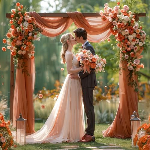 Terracotta Wedding Arch Draping Fabric 2 Panels 30'' x 20FT Terracotta Drapes Sheer Fabric Backdrop Arch Draping, alternate