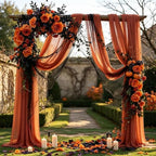 Terracotta Wedding Arch Draping Fabric 28" x19FT Sheer Curtain Drapes in 28" width x 19Ft length(1 Panel) in