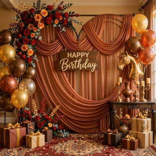 Terracotta Wedding Arch Draping Fabric 28" x19FT Sheer Curtain Drapes in 28" width x 19Ft length(1 Panel) in, alternate view