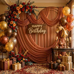Terracotta Wedding Arch Draping Fabric 28" x19FT Sheer Curtain Drapes in 28" width x 19Ft length(1 Panel) in, alternate view