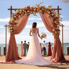 Terracotta Wedding Arch Draping Fabric 28" x19FT Sheer Curtain Drapes in 28" width x 19Ft length(1 Panel) in, alternate view