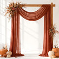 Terracotta Wedding Arch Draping Fabric Sheer Curtain Drapes 4 Panels | 20ft Burnt Orange Extra Long Shimmery