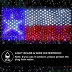 Texas Flag Lights 384 Super Bright LED Lighted Texas Flags, Waterproof Net Lights Decoration for 250th, alternate view 3
