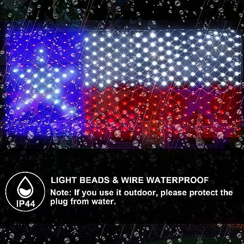 Texas Flag Lights 384 Super Bright LED Lighted Texas Flags, Waterproof Net Lights Decoration for 250th, alternate view 3