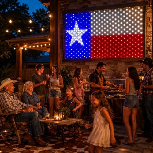 Texas Flag Lights 384 Super Bright LED Lighted Texas Flags, Waterproof Net Lights Decoration for 250th, alternate view 4