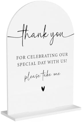 Thank You Acrylic Sign, Wedding Engagement Bridal Shower Decor for Ceremony Modern Calligraphy Arch Acrylic
