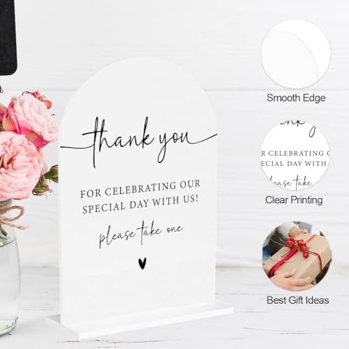 Thank You Acrylic Sign, Wedding Engagement Bridal Shower Decor for Ceremony Modern Calligraphy Arch Acrylic, alternate view 3