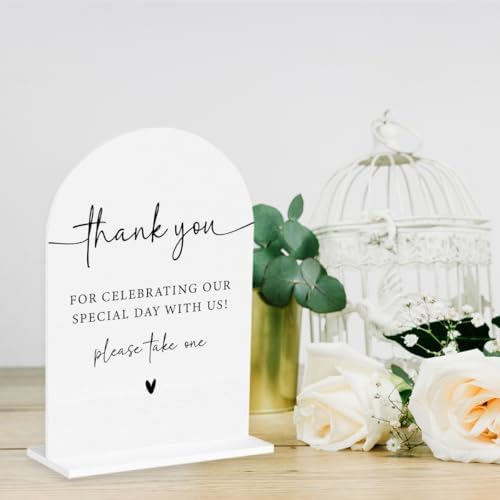 Thank You Acrylic Sign, Wedding Engagement Bridal Shower Decor for Ceremony Modern Calligraphy Arch Acrylic, alternate view 4