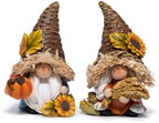 Thanksgiving Decor Harvest Elf Figurines with Pumpkin Sunflower